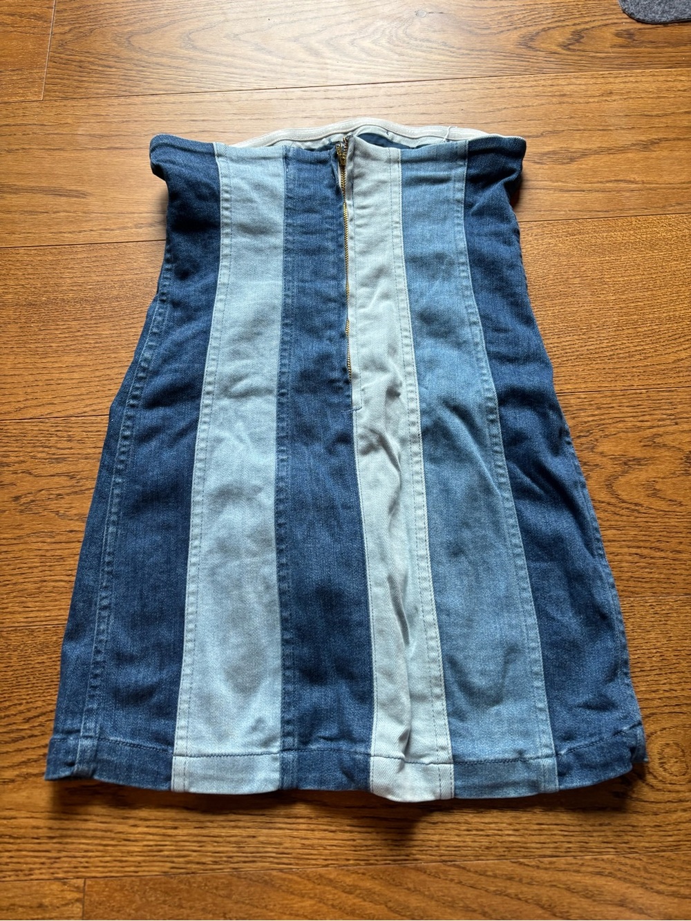 Show Me Your MuMu Blue Two-Tone Striped Denim Tube Skirt